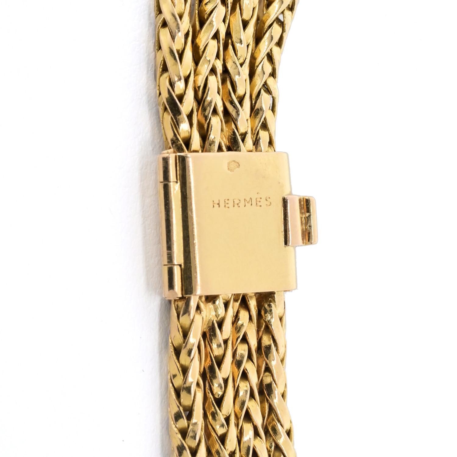 Emerald Cut Hermes 18K Yellow Gold 61.50cttw Citrine Braided Choker Necklace For Sale