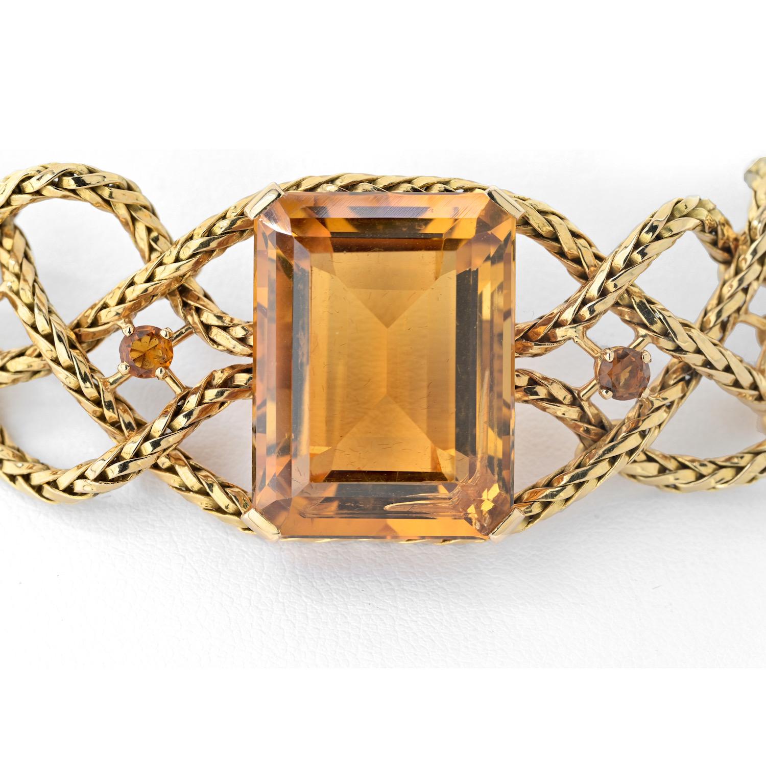 Women's Hermes 18K Yellow Gold 61.50cttw Citrine Braided Choker Necklace For Sale