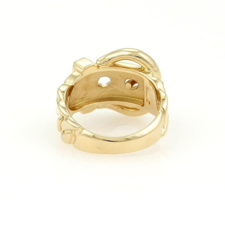Hermes 18 Karat Yellow Gold Belt and Buckle Band Ring For Sale at 1stDibs