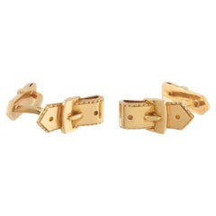 Gemelli Hermes con fibbia da cintura in oro giallo 18 carati #5191