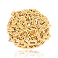 Hermes 18K Yellow Gold Chaîne d'Ancre Dome Cocktail Ring