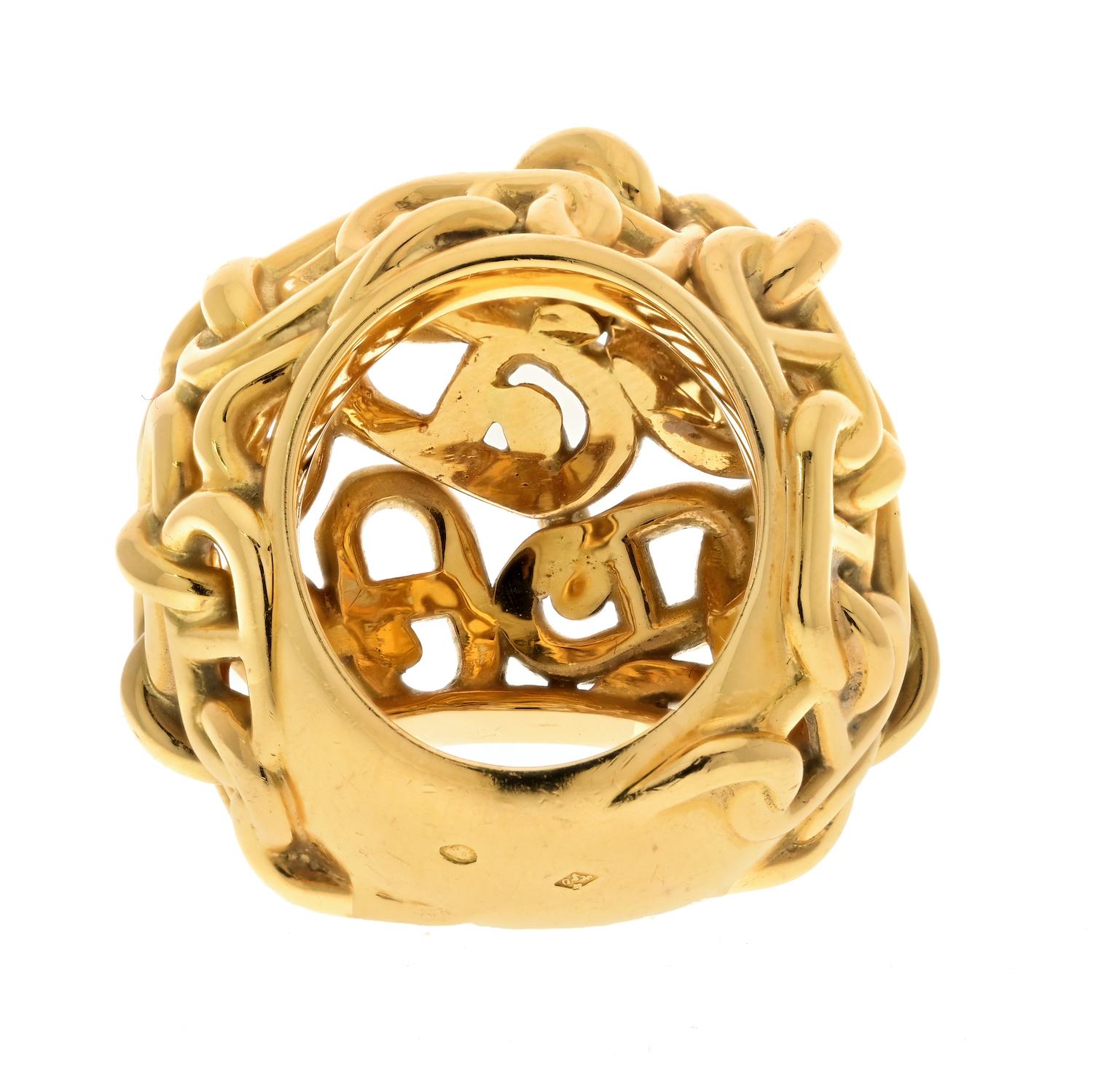 Hermes 18K Gelbgold Chaîne d'Ancre Dome Cocktail Ring (Moderne) im Angebot