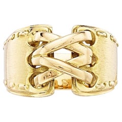 Hermes Bague en or jaune 18k Stitch by Stitch Taille 6 10.6 grammes