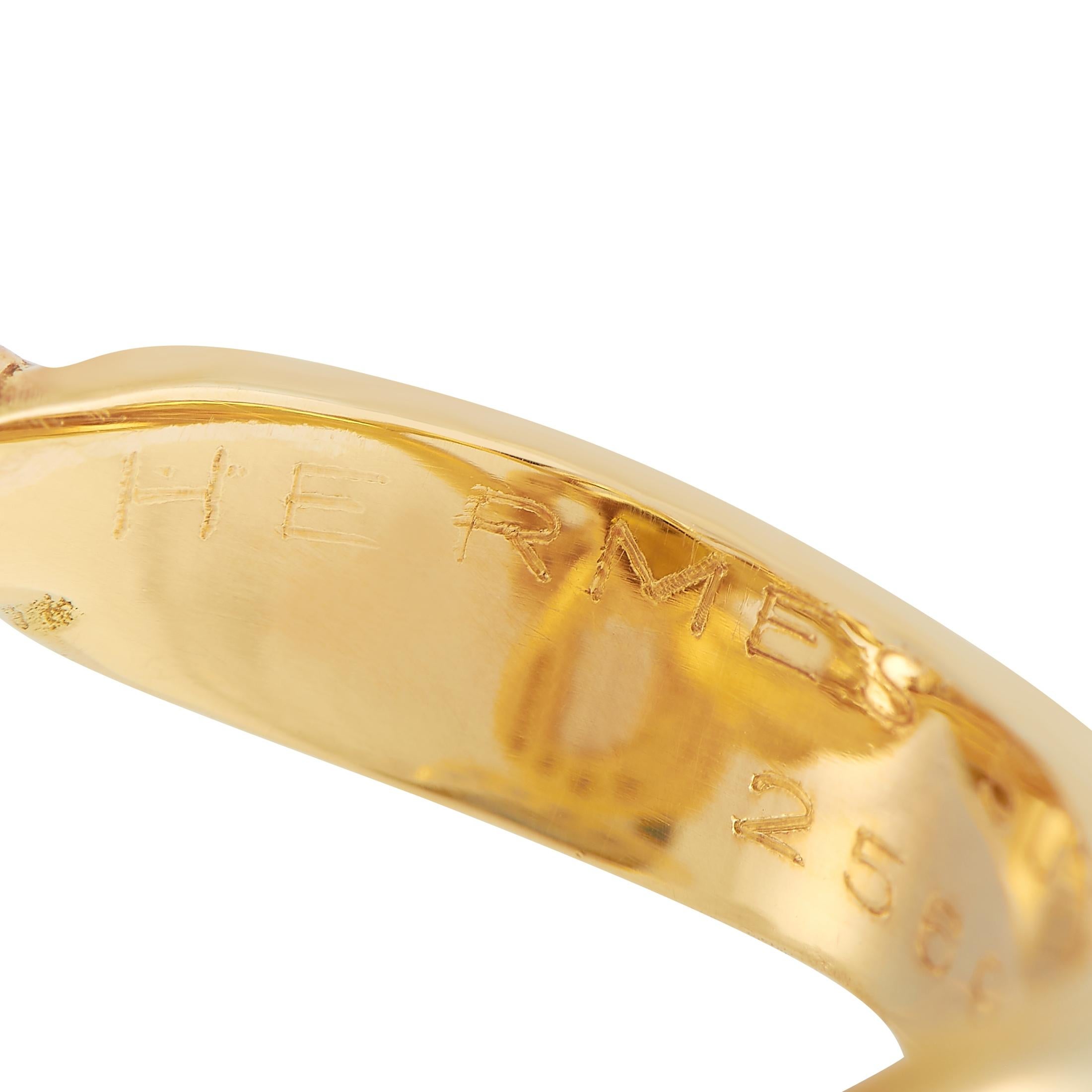Hermès 18K Yellow Gold Diamond Citrine Flower Ring In Excellent Condition In Southampton, PA