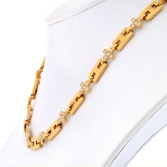 Hermes 18K Yellow Gold Diamond 'H' Link Chain Necklace