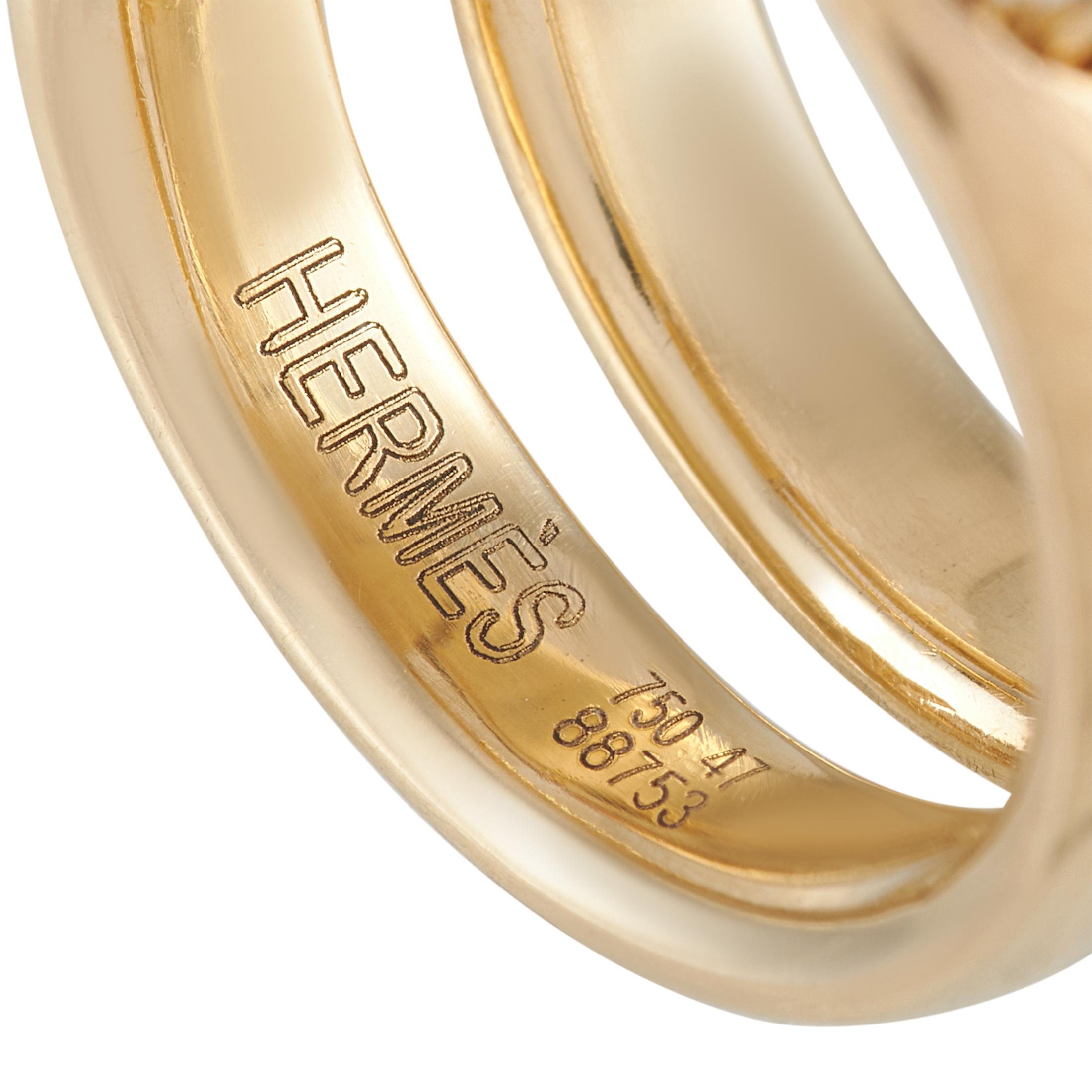 Hermès 18 Karat Yellow Gold Diamond Ring In Excellent Condition In Southampton, PA