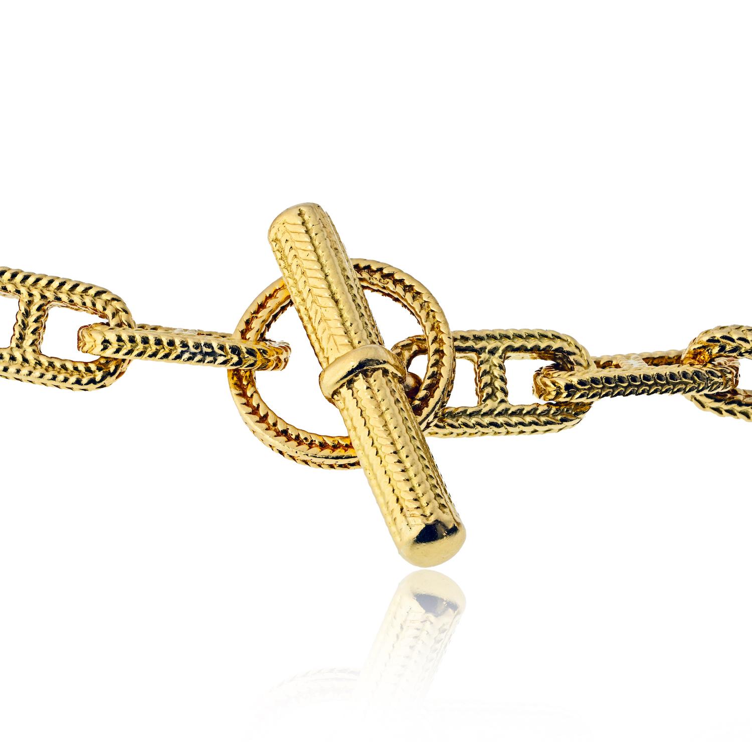 Hermès 18K Yellow Gold George L’Enfant Chaine D'ancre Link Chain Necklace im Zustand „Hervorragend“ im Angebot in New York, NY