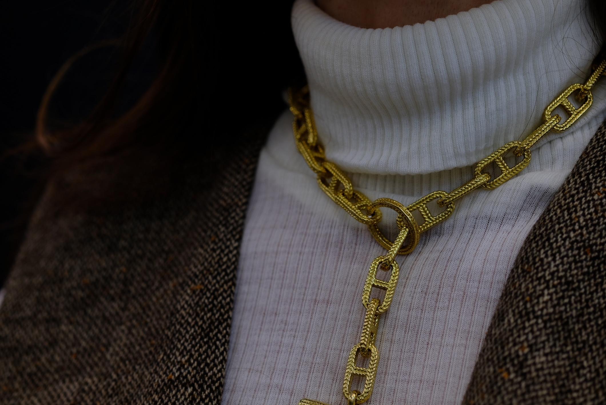 Hermès 18K Yellow Gold George L’Enfant Chaine D'ancre Link Chain Necklace im Angebot 1