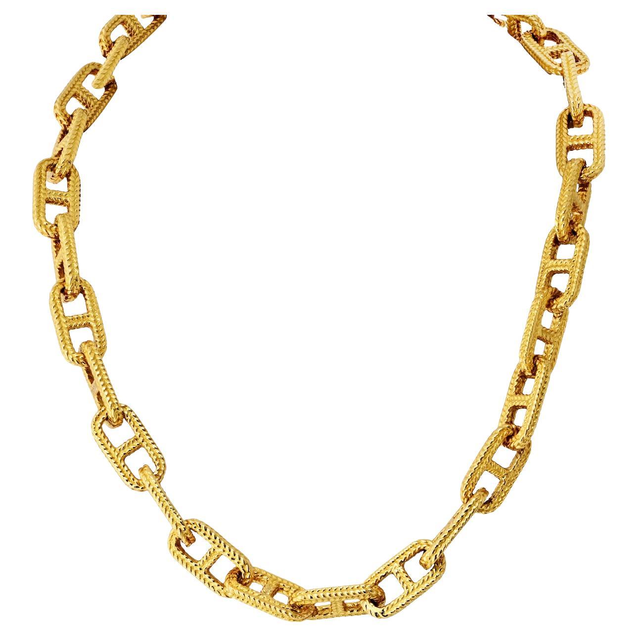 Hermès 18K Yellow Gold George L’Enfant Chaine D
ancre Link Chain Necklace im Angebot