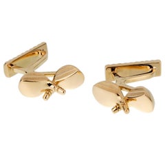 Boutons de manchette Hermes en or jaune 18k Golf Club