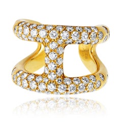 Hermes 18K Gelbgold "H" Diamant 2.20cttw Cocktail Ring