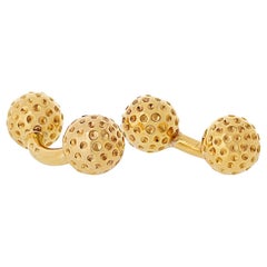 Hermes 18K Yellow Gold Mens Cuff Links