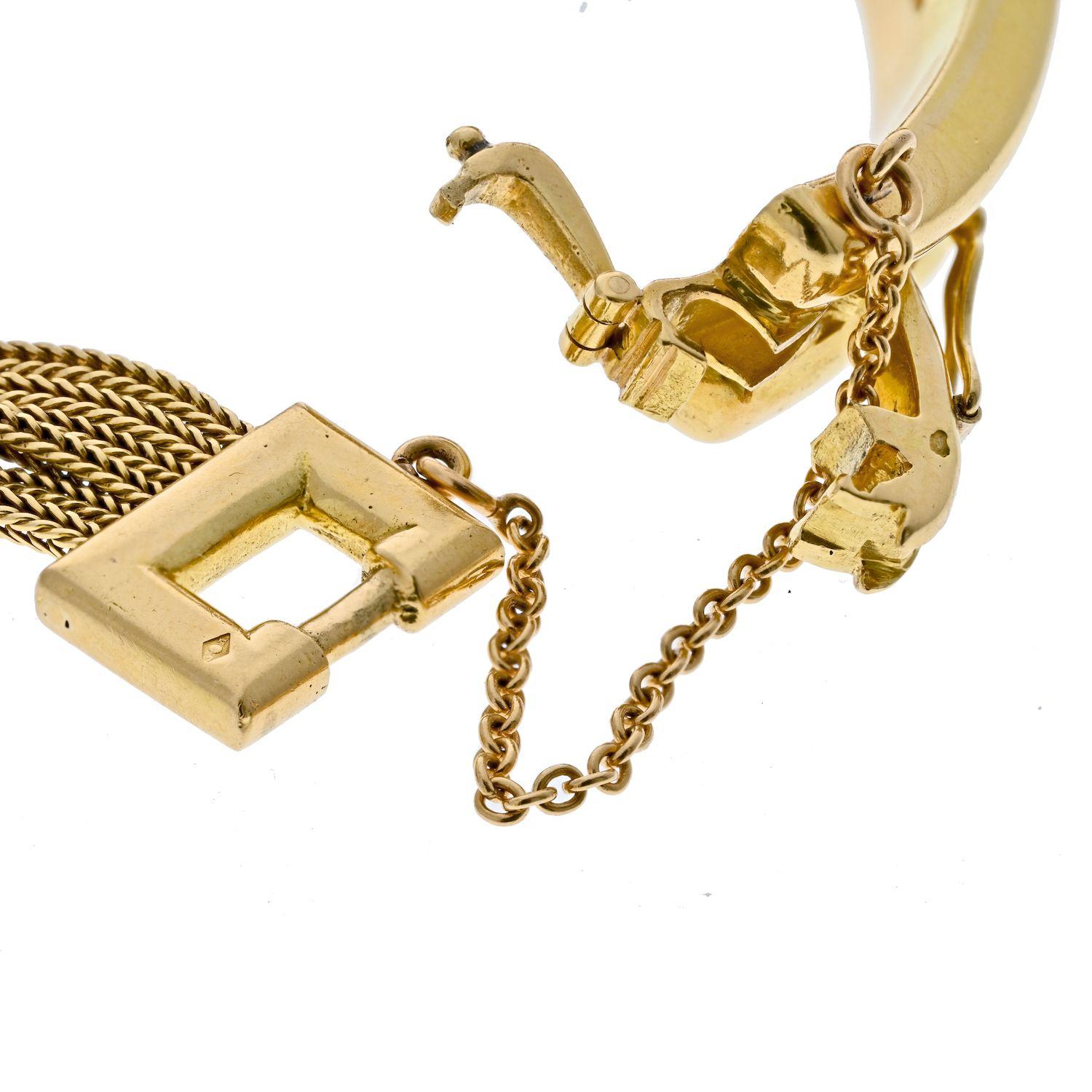 Hermes 18K Yellow Gold Paris Stirrup Buckle Bracelet For Sale at