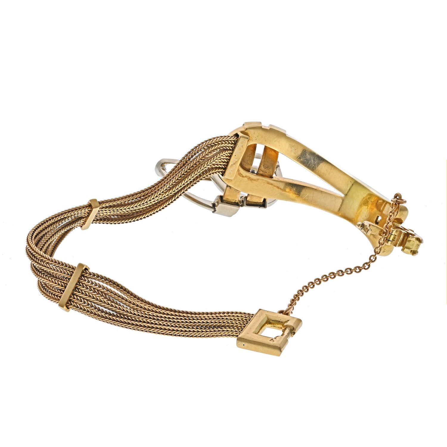 Hermes 18K Yellow Gold Paris Stirrup Buckle Bracelet For Sale at