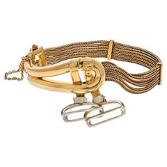 Hermes 18K Yellow Gold Paris Stirrup Buckle Bracelet