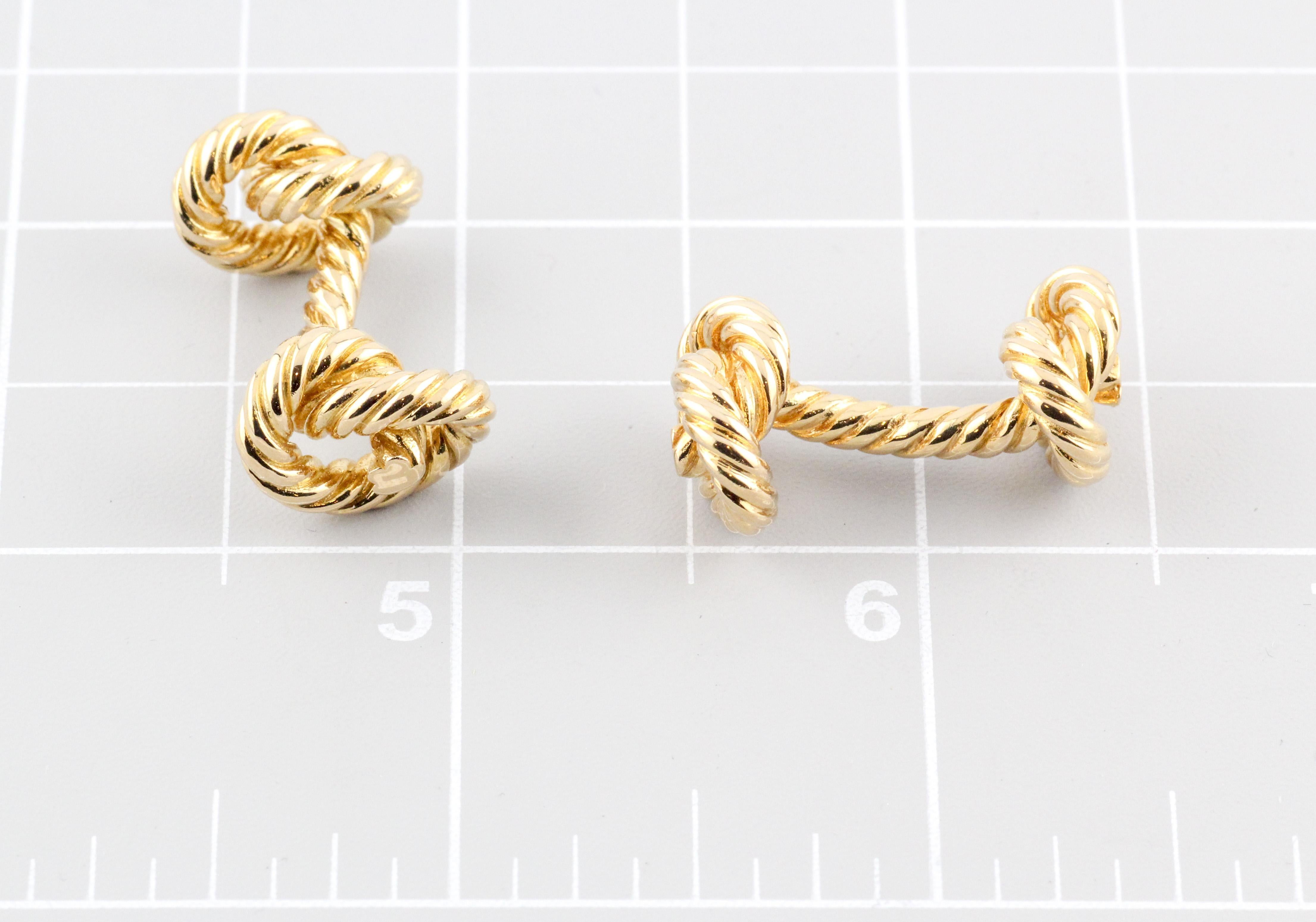 Hermes 18k Yellow Gold Rope Knot Cufflinks 4