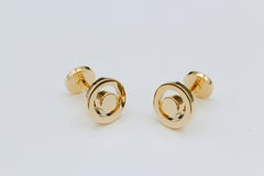 Hermes 18k Yellow Gold Round Bullseye Cufflinks