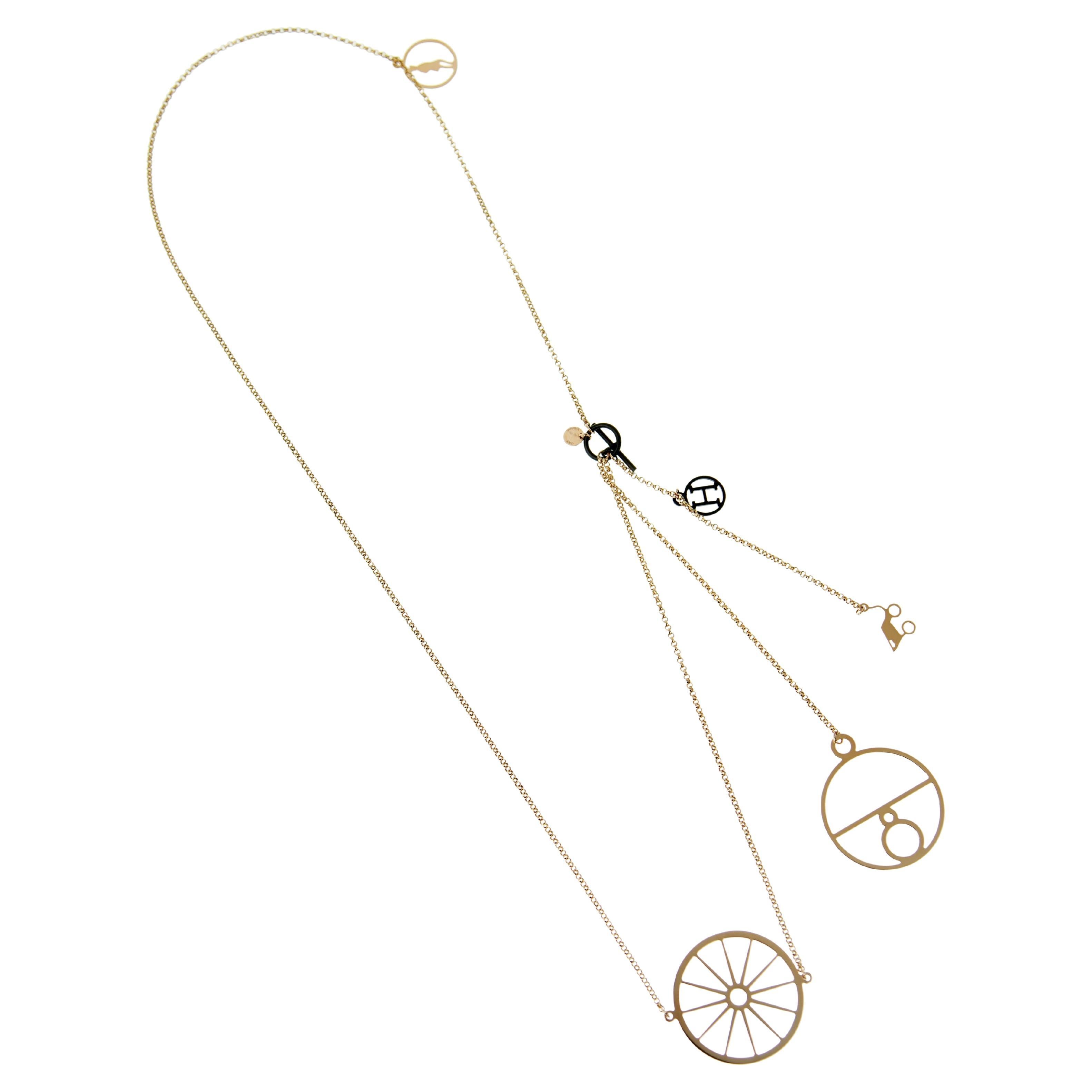 Hermes 18kt Rose Gold Long Charm Chain Necklace