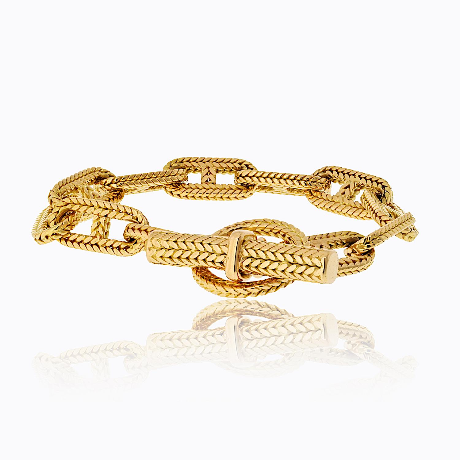 Women's Hermes 18KY Gold L'Enfant Paris 'Chaine D'ancre' Vintage Toggle Link Bracelet
