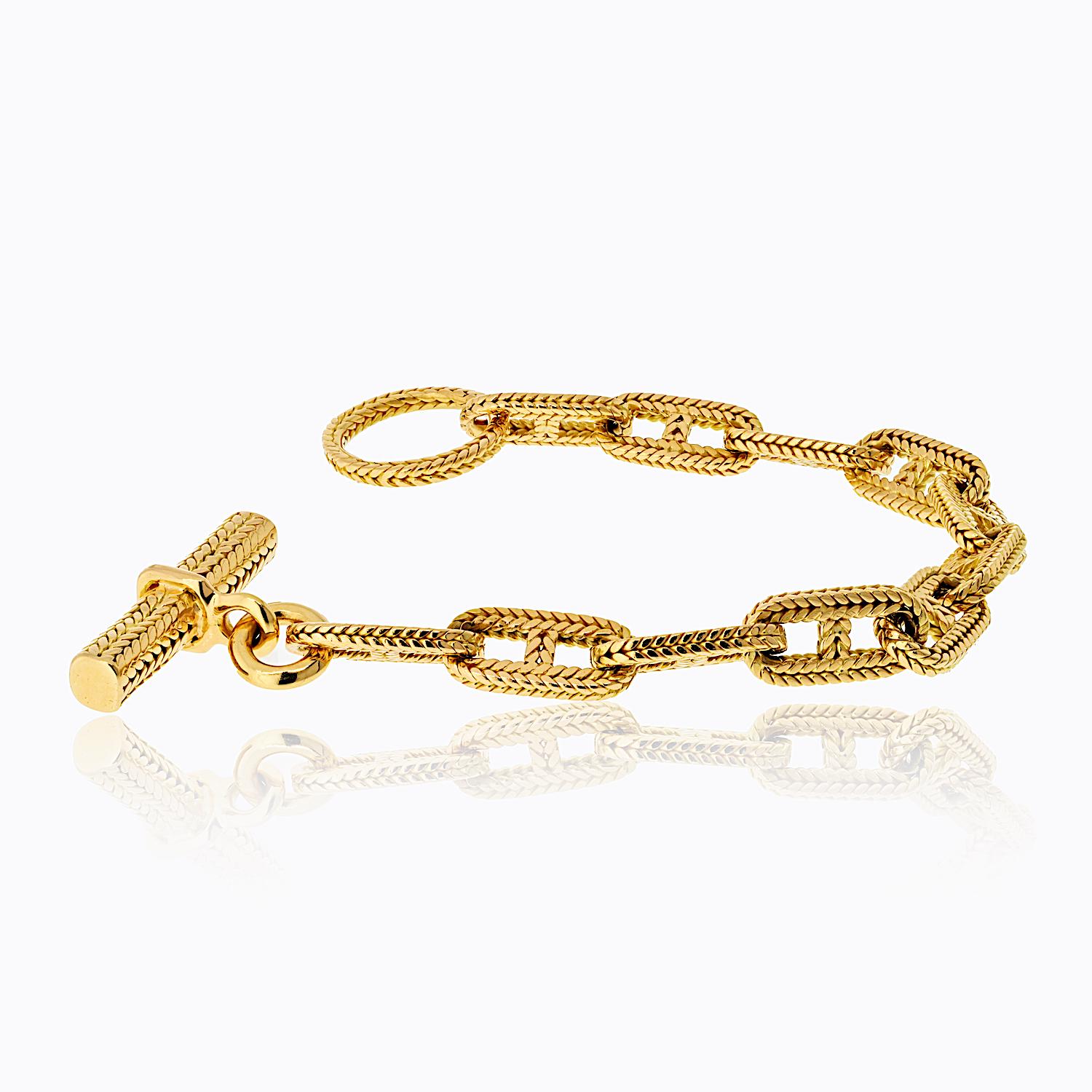 Hermes 18KY Gold L'Enfant Paris 'Chaine D'ancre' Vintage Toggle Link Bracelet 1