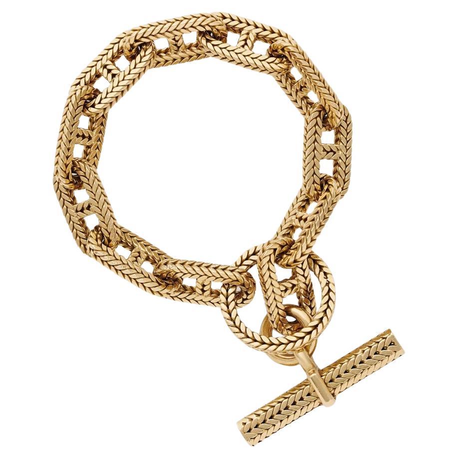 Hermes 18KY Gold L'Enfant Paris 'Chaine D'ancre' Vintage Toggle Link Bracelet 