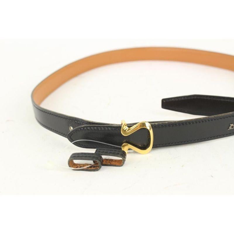 Hermès - Ceinture harpe noire et or 18 mm, 1018h4 en vente 5