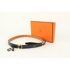Hermès 18mm Black x Gold Harp Belt 1018h4