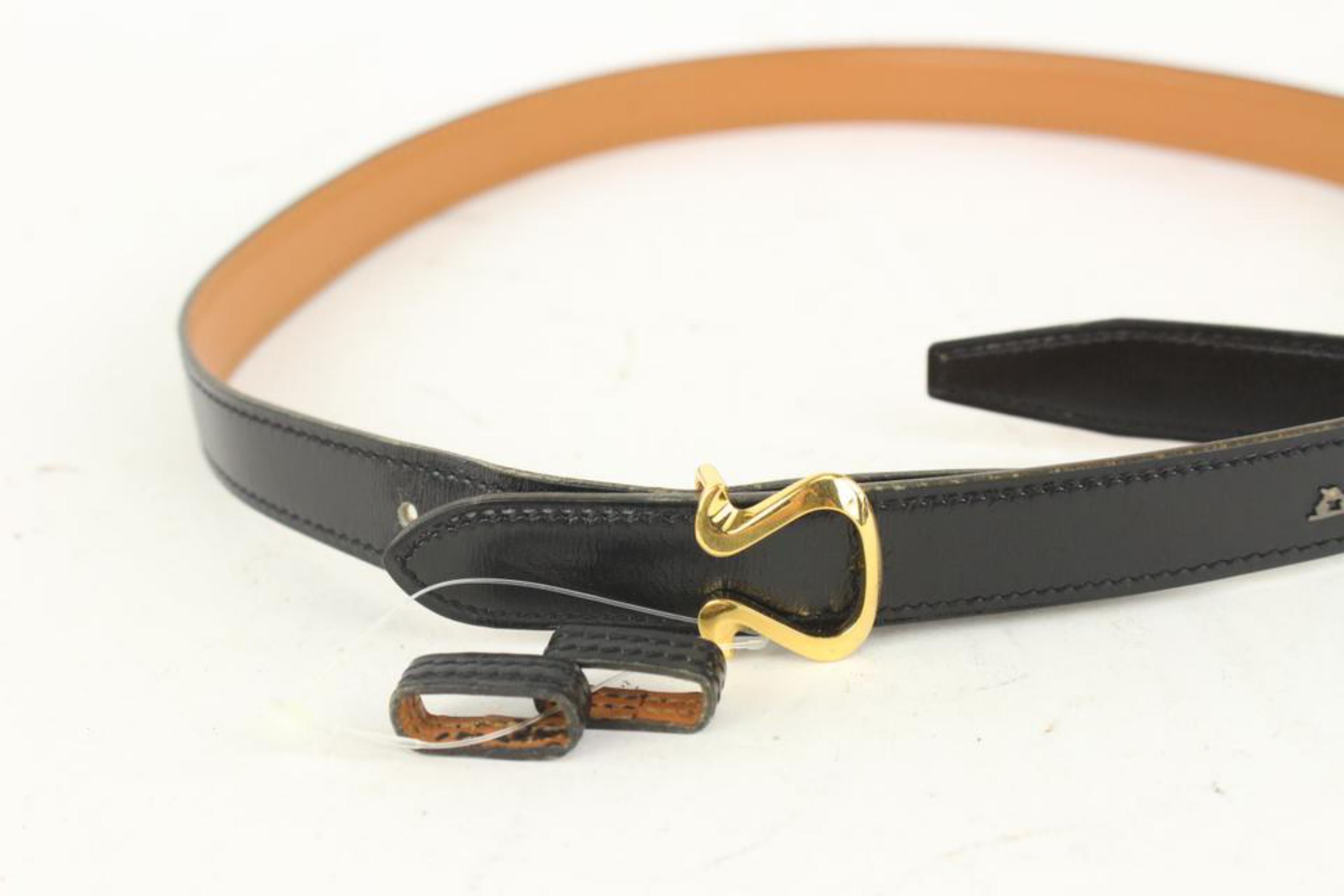 Hermès 18mm Black x Gold Harp Belt 1018h4 In Good Condition For Sale In Dix hills, NY