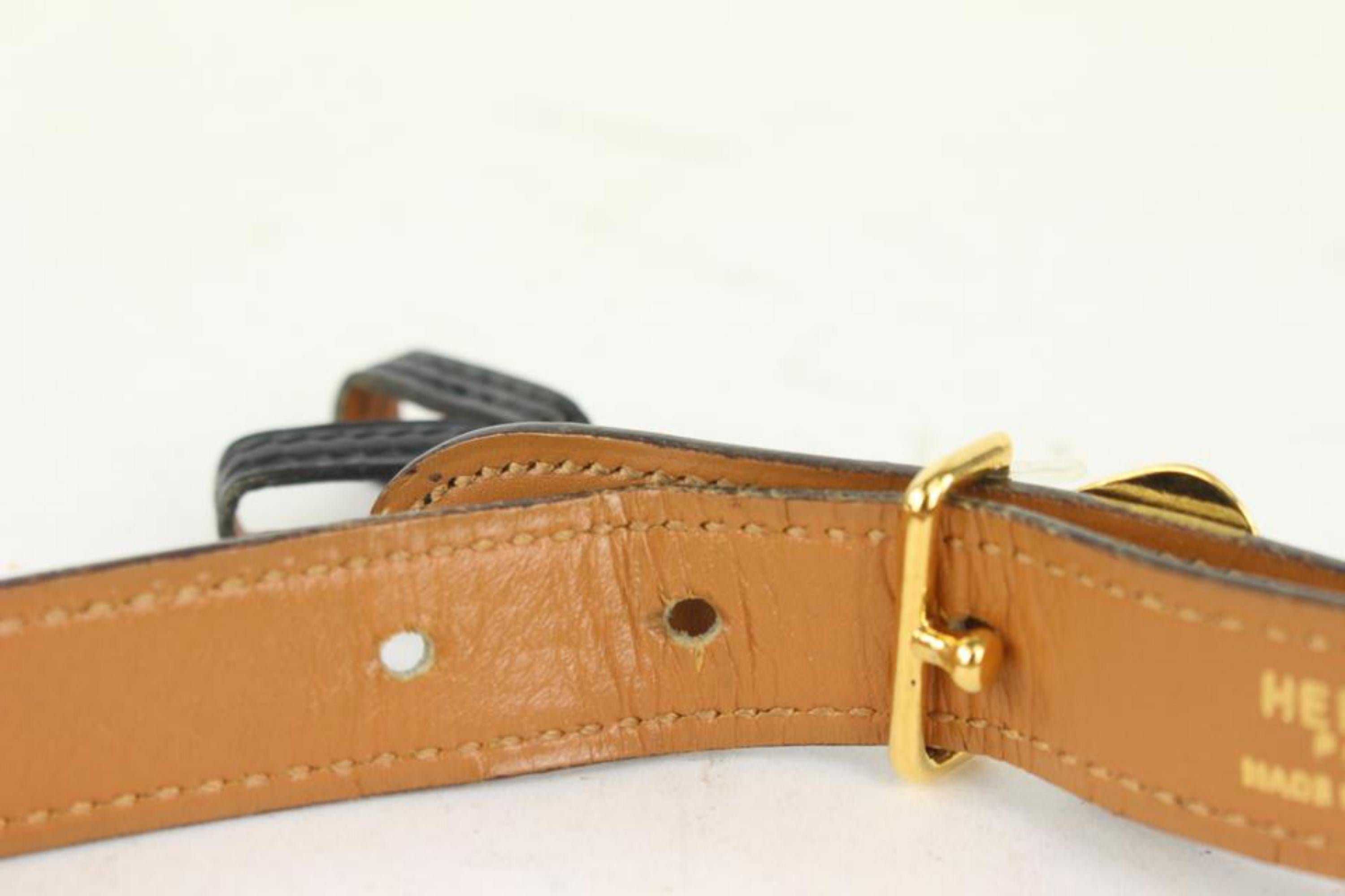 Men's Hermès 18mm Black x Gold Harp Belt 1018h4 For Sale