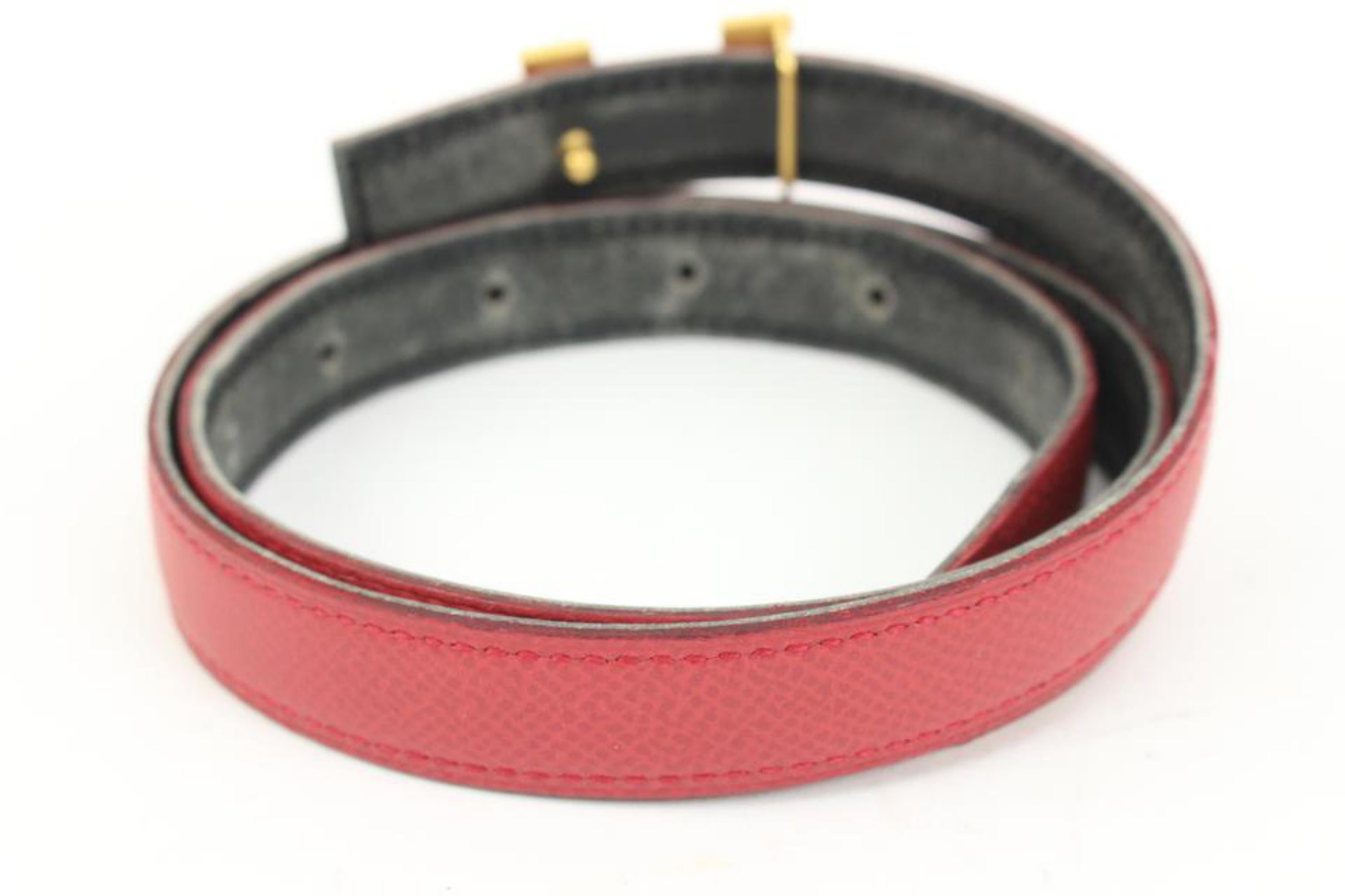 Hermès 18mm Gold x Black x Red Reversible H Logo Thin Belt Kit 25h321s en vente 5