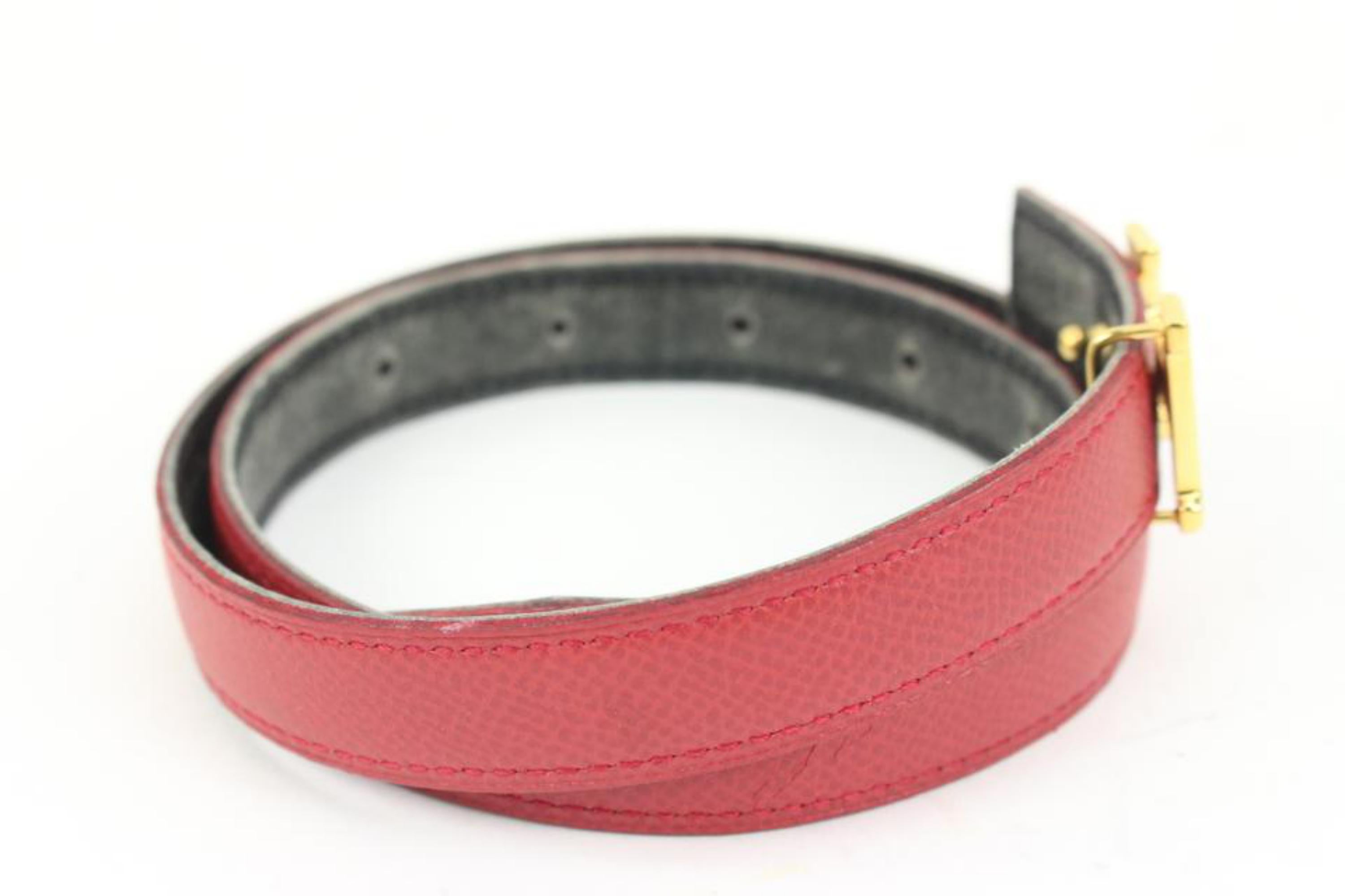 Women's Hermès 18mm Gold x Black x Red Reversible H Logo Thin Belt Kit 25h321s