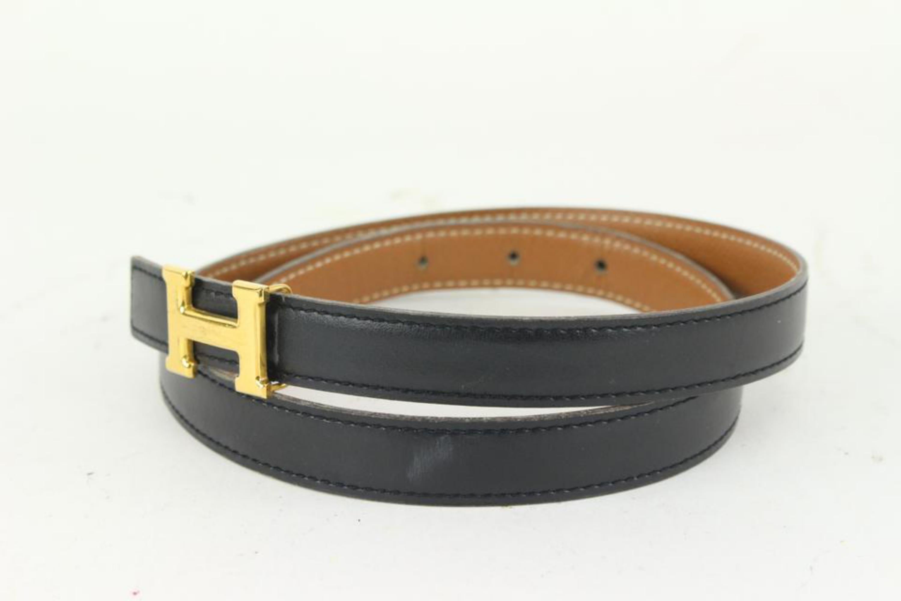 Hermès 18mm Reversible Black x Brown x Gold H Logo Thin Belt Kit 930h17 For Sale 8