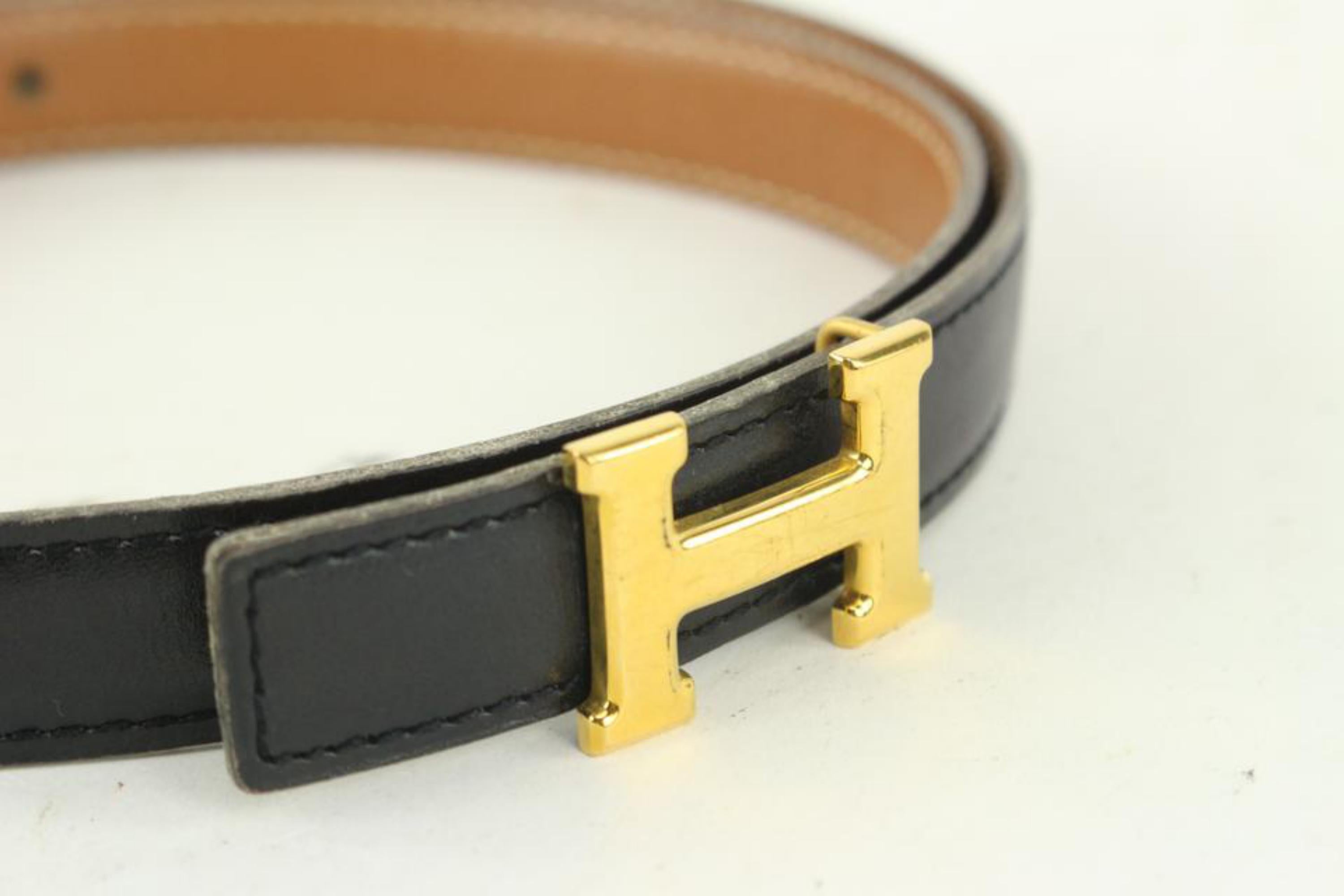 Hermès 18mm Reversible Black x Brown x Gold H Logo Thin Belt Kit 930h17 For Sale 1