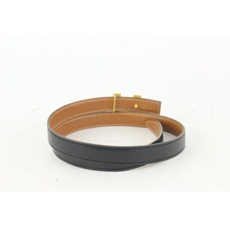 Hermès 18mm Reversible Black x Brown x Gold H Logo Thin Belt Kit 930h17 For Sale 2