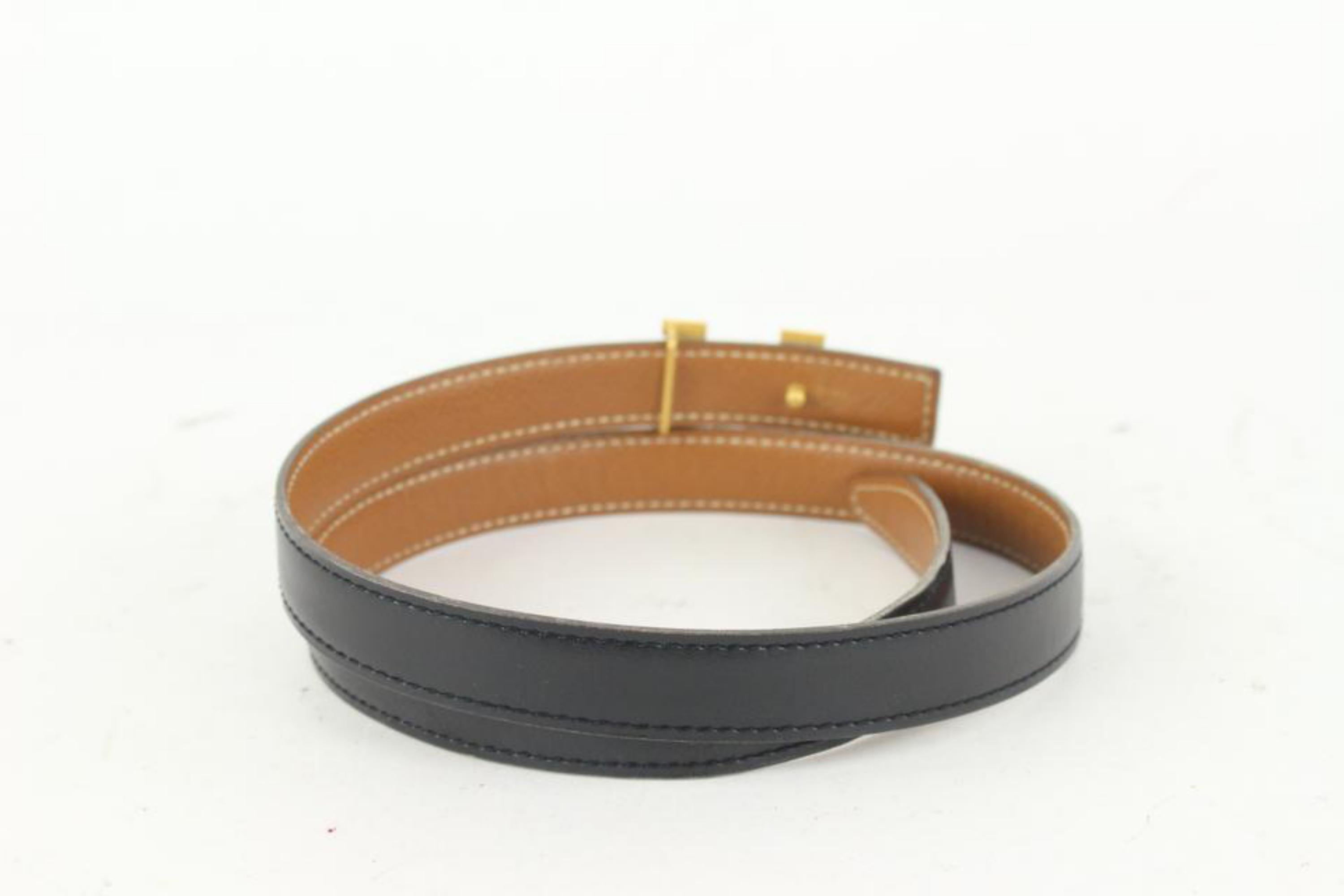 Hermès 18mm Reversible Black x Brown x Gold H Logo Thin Belt Kit 930h17 For Sale 3