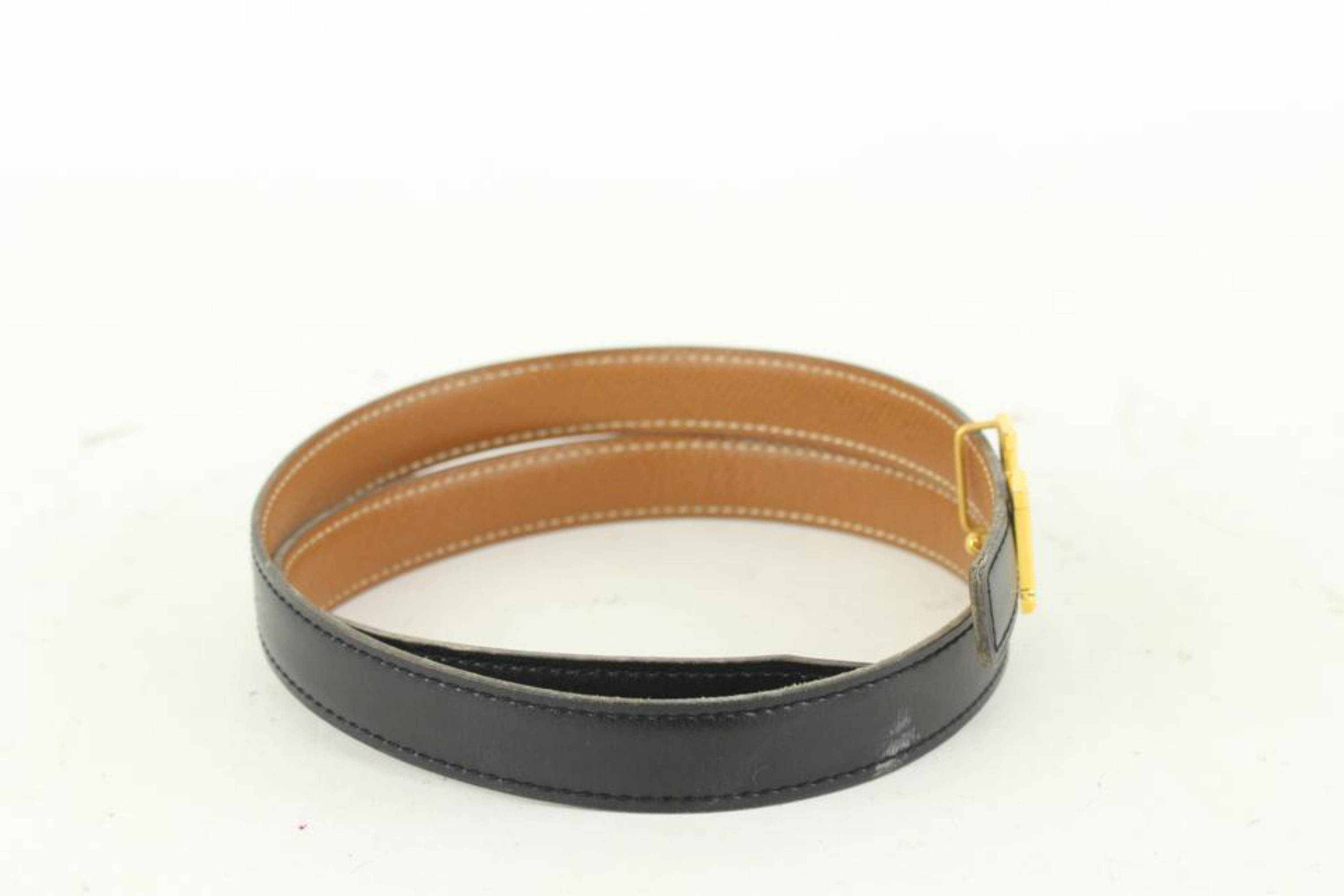 Hermès 18mm Reversible Black x Brown x Gold H Logo Thin Belt Kit 930h17 For Sale 4