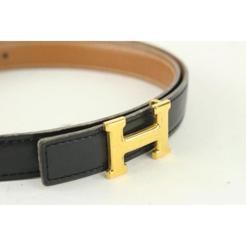 Hermès 18mm Reversible Black x Brown x Gold H Logo Thin Belt Kit 930h17 For Sale 4