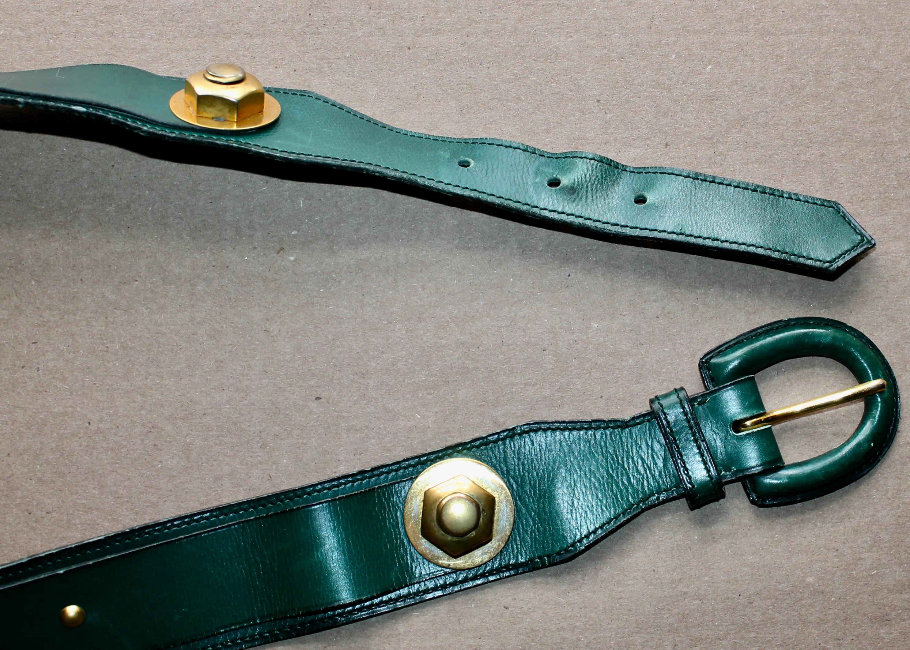 Ceinture en cuir vert Hermes des années 1930 en vente 2