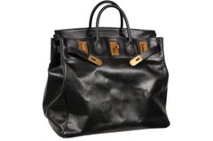 Hermès 1960s Haut à Courroies HAC 45 Birkin Black Leather Carry On Duffle