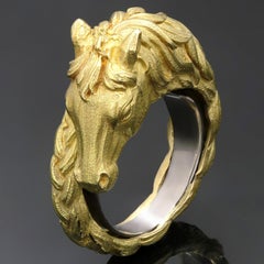 Hermes 1960s Horse Yellow Gold Braided Band Ring