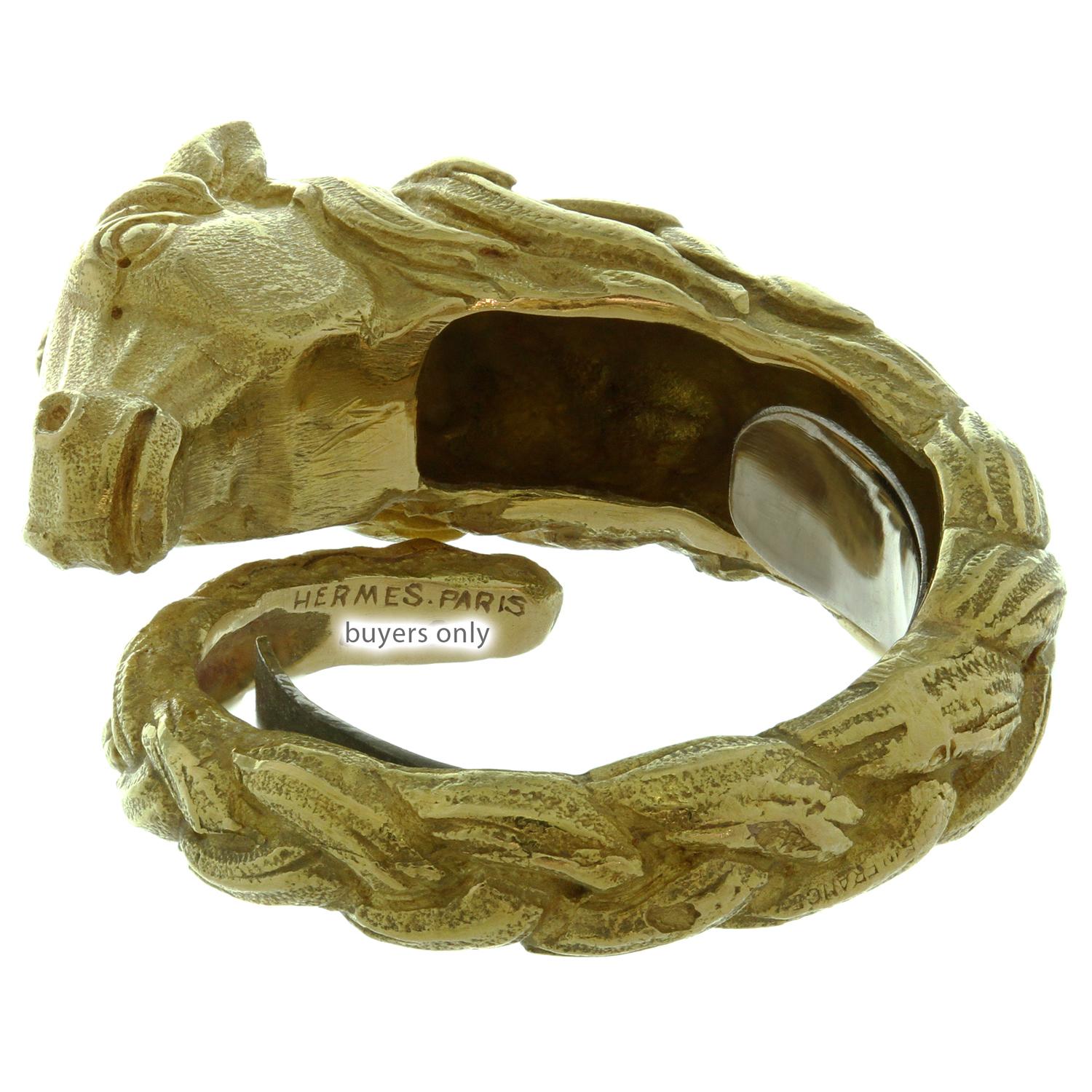 Hermes 1960s Horse Yellow Gold Braided Band Ring 2