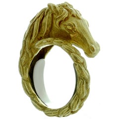 Hermes 1960s Horse Yellow Gold Braided Band Ring