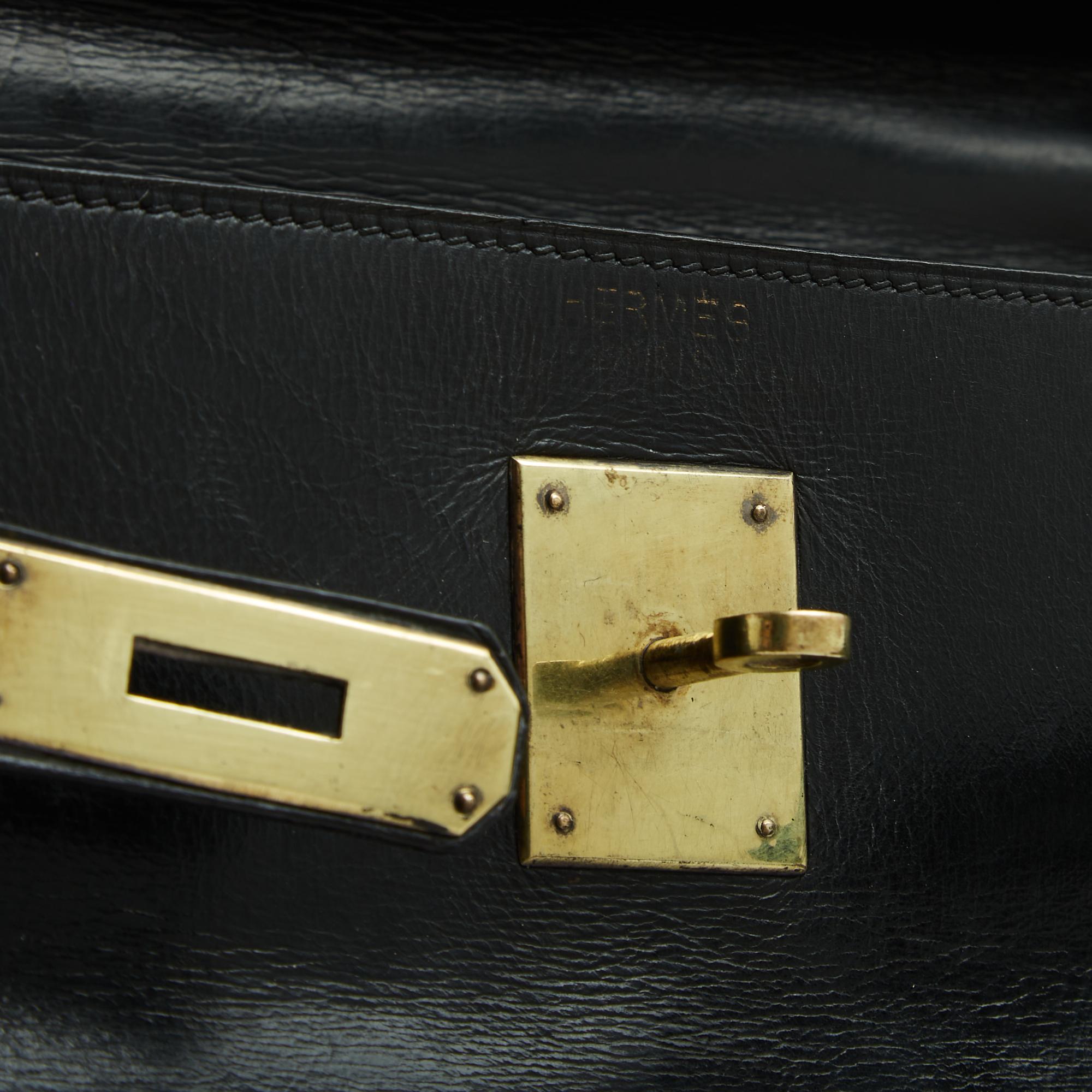 Hermès 1960 Sac Kelly 32 Bandouliere Black Box Pelle Borsa a mano tracolla Hermes in vendita 3