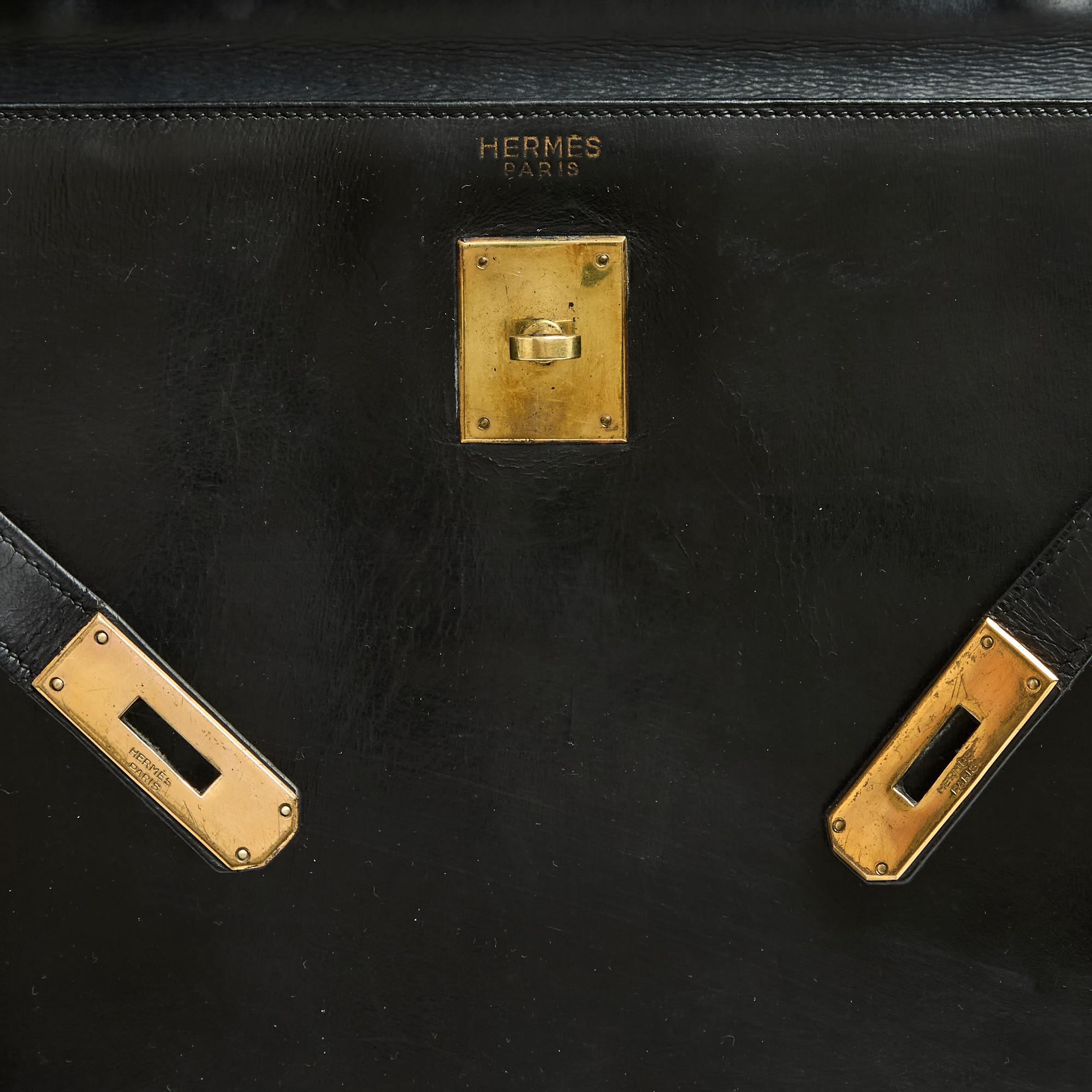Hermès 1960s Sac Kelly 35 Sellier Black Box Leather Hand Bag Hermes 3