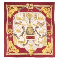 Hermes 1964 Red Etriers by F.de la Perriere Silk Scarf