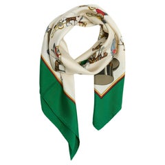 Hermès 1965 Foulard Carré 90 Fiacres Philippe Ledoux Foulard Vert