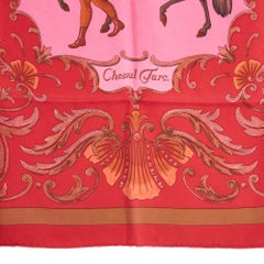 Hermès 1970 Foulard Carre 90 Cheval Turc Pink Dyed Silk Twill Scarf Hermes