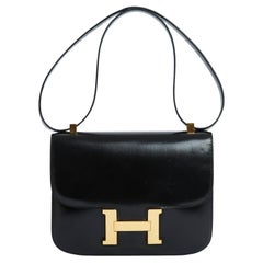 Hermès 1970 Sac Constance 23 Pelle Nera Oro HDW Borsa Hermès