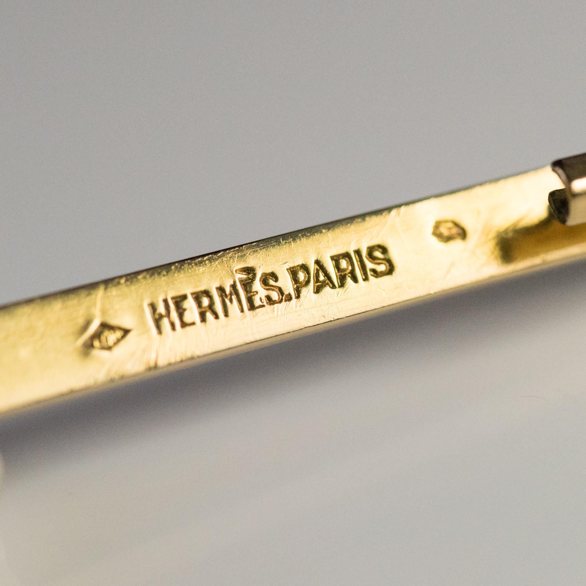 Hermès 1970s 18 Karat Yellow Gold Nail Brooch 1