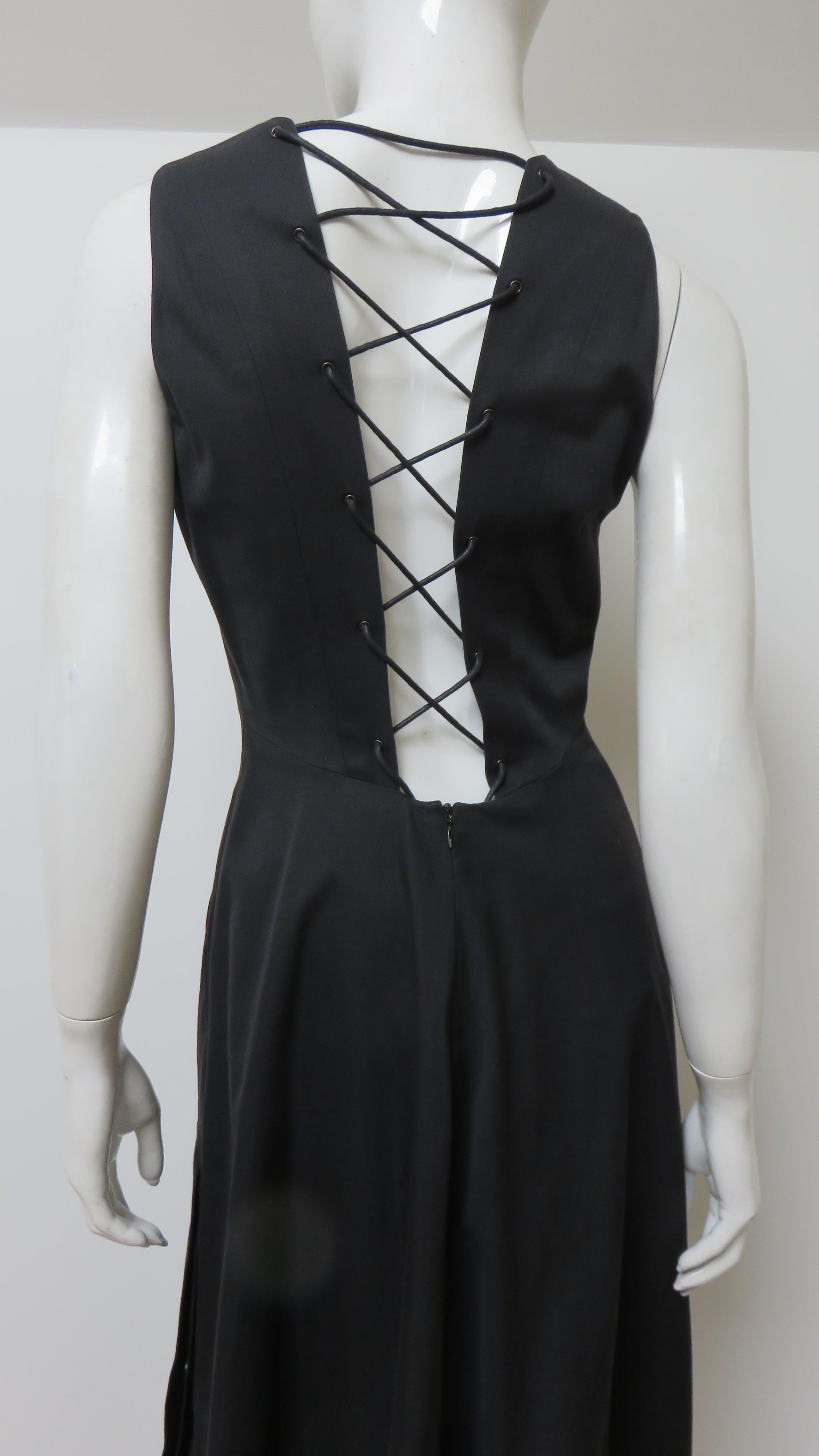 Hermes 1970s Dress with Lace up Back  For Sale 6